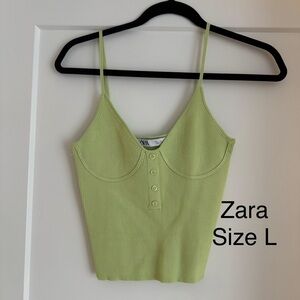 Zara Light Green Ribbed Camisole